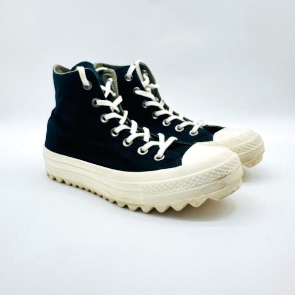 Converse Shoes Womens 8 Black High Top Sneakers Platform Canvas All Star Chucks - Picture 2 of 10